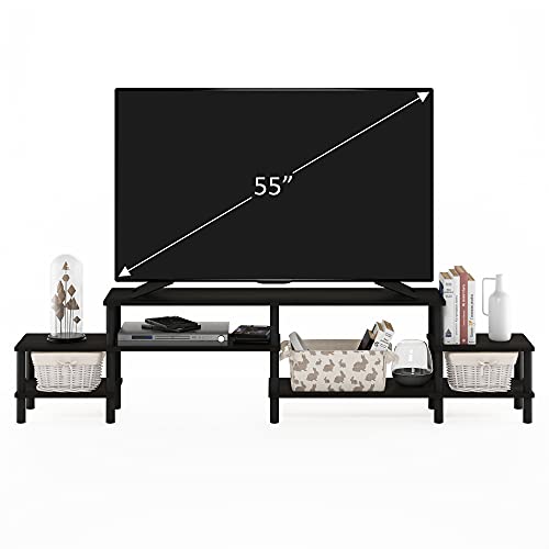 Furinno BESI TV Stand, No Tools Assembly Industrial Style Entertainment Center, TV Console for TV up to 46 Inch, for Living Room, Bedroom, Dark Oak - color: Dark Oak