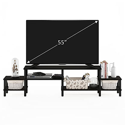 Furinno Turn-N-Tube TV Stand, 3-Tier Open Design Entertainment Center with Shelf, TV Console for TV up to 55 Inch, Toolless Assembly, for Living Room, Bedroom, Espresso - color: Espresso, style: 78 Inch