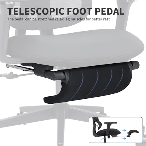Ergonomic Office Chair with Footrest, 90-135° Reclining High Back Desk Chair with Lumbar Support, 2D Headrest, 4D Armrests, Computer Chair for Long Hours, Black - color: Black