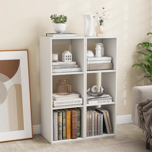 GIANTEX 3-Cube Bookcase, White Cubby Bookshelf w/Back Guardrail & Anti-Tipping Kits, 4-Tier Freestanding Storage Organizer with Shelves, Open Back Display Rack for Living Room, Bedroom, Study - color: White, size: 3-Cube