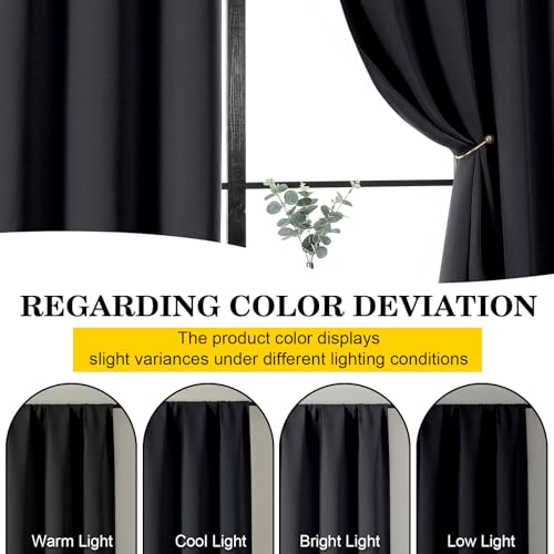 Black Blackout Curtains 84 Inch Length 2 Panels Set, Soft Solid Thermal Insulated Room Darkening Curtains 84 Inches Long for Bedroom Living Room, Rod Pocket Drape, Black, Each 40" Wx84 L - color: Black, size: 40"W x 84"L (Pack of 2)