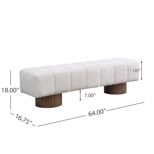 Christopher Knight Home Manila 64" Boucle Dining Bench, Upholstered Ottoman Bench, Rectangular Dining Seat, Spacious Seating, Long Footstool for Living Room Dining Room, No Assembly Needed, Beige - color: Beige