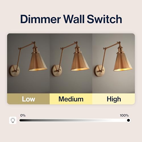 JONATHAN Y Rover 1-Light Wall Sconce 7", Brass Gold | Adjustable Arm, Hardwired Bedside Reading Swing Arm, Farmhouse Cone Shade, Metal Hardwired Indoor Fixture, LED Bulbs Included - color: Brass Gold, size: Set of 1