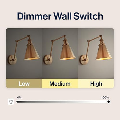 JONATHAN Y Rover 1-Light Wall Sconce 7", Brass Gold | Adjustable Arm, Hardwired Bedside Reading Swing Arm, Farmhouse Cone Shade, Metal Hardwired Indoor Fixture, LED Bulbs Included - color: Brass Gold, size: Set of 1
