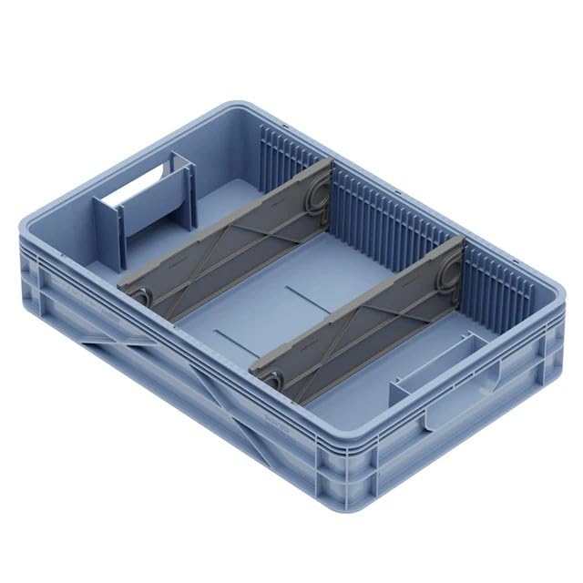 Quarter Crate 4-Pack Stackable Storage Bins, Racing Pack | Polypropylene, 14 dividers included, 19.16x12.75x4.57 in, over 1000 lb stack, lids sold separately - color: Racing Pack