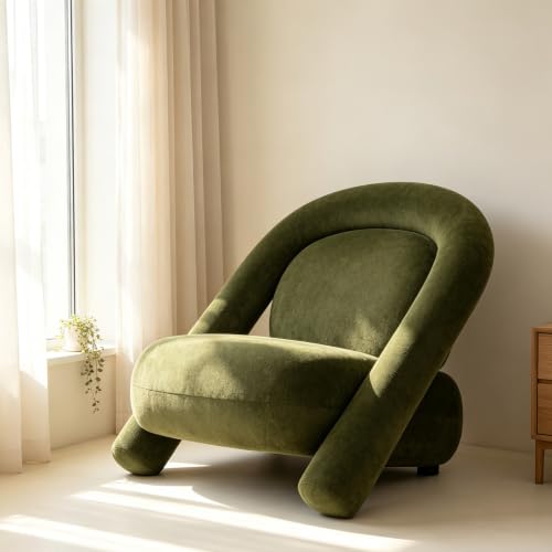 Chifee & Vingol Modern Accent Chair Lounge Chairs Comfy Upholstered Reading Chair for Living Room Bedroom,Dark Green - color: Dark Green