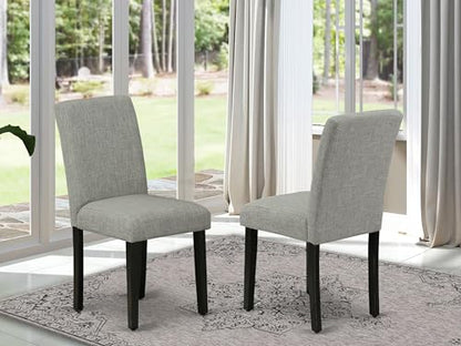 East West Furniture ABP1T06 Abbott Parson Dining Room Chairs - Shitake Linen Fabric Upholstered Chairs, Set of 2, Black - color: Abp1t06
