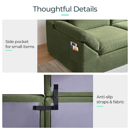 LINSY HOME 79" Modular Couch Modern Cloud Couch, 2 Seater Loveseat Sofa with Double Layer Cushions, Small Couch for Bedroom, Apartment, No Assembly Required, Green - color: Green, size: Loveseat