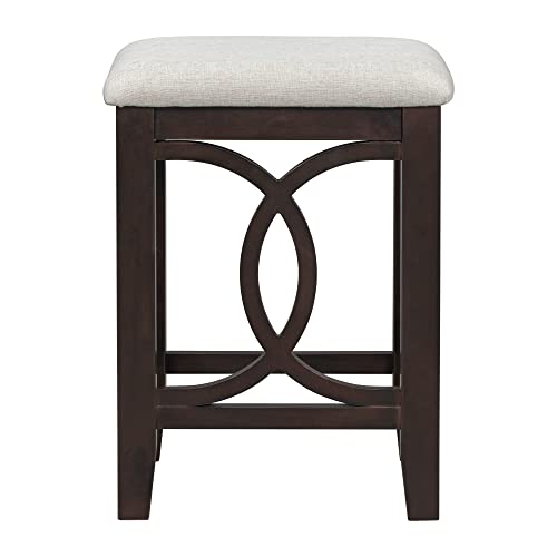 3 Piece Counter Height Dining Table Set with 2 Stools, 47.2 Inch Breakfast Nook Table for Small Spaces, Solid Wood Frame, Farmhouse Apartment Kitchen Set,Espresso - color: Espresso