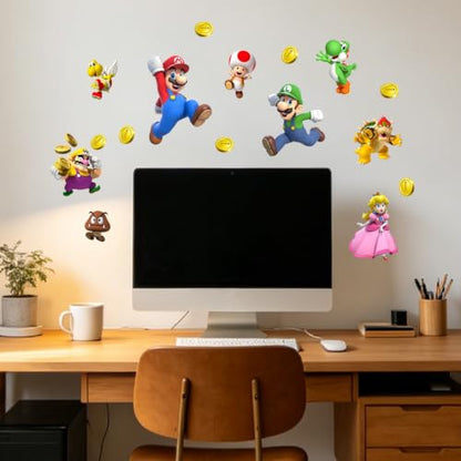 Mario Wall Stickers, Removable Wall Decals, Peel and Stick Wall Decals, Cute Bedroom & Birthday Decor