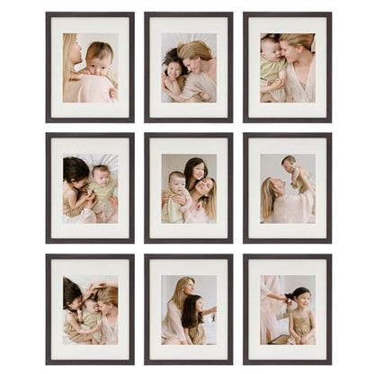 Sheffield Home 9 Piece Gallery Wall Frame Set, 11x14 Inch, Dark Oak - color: Dark Oak, size: 11x14 Inch