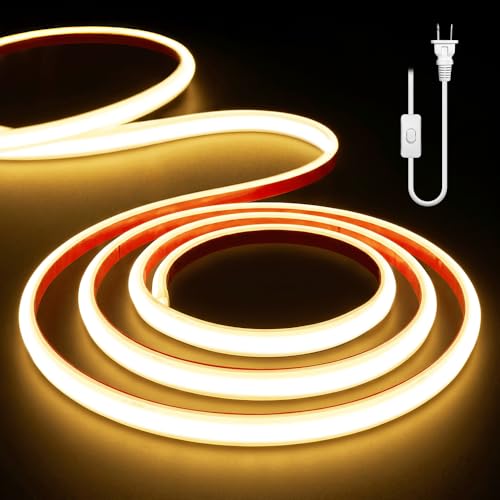 COB LED Strip Lights Warm White 3000K,9.8ft 110-120V LED Tape Light,IP65 Waterproof High CRI 90Ra+ Super Bright Neon Strip Lights for Bedroom,Kitchen Cabinet, Living Room - color: Warm White, size: 9.8ft
