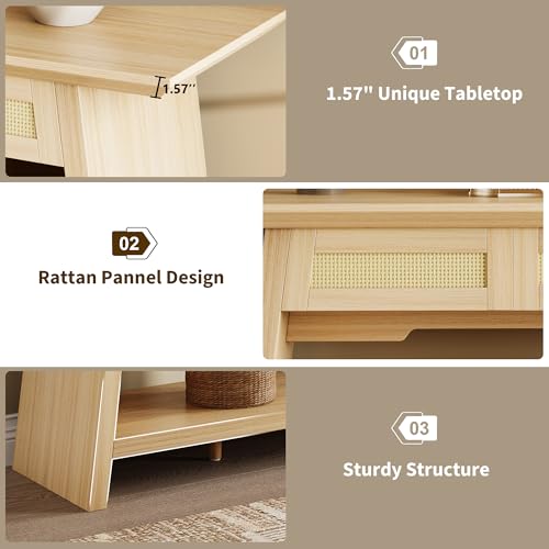 iPormis 70.9 Inches Rattan Entryway Table with Drawer, Narrow Long Console Table Behind Sofa, Wood Entry Accent Hallway Table for Living Room, Behind Couch, Entrance, Natural - color: Natural