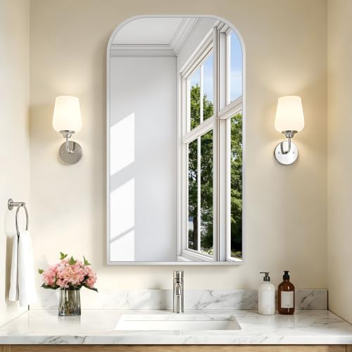 COFENY Bathroom Mirror, 20x36 inch Silver Rectangle Wall Mounted Mirror with Thin Frame, Bathroom Vanity Mirrors for Over Sink, Entryway, Living Room, Bedroom - color: Silver, size: 36"L x 20"W