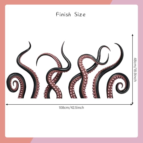 Octopus Wall Decals Octopus Tentacles Vinyl Wall Sticker Sea Animal Theme Wall Art Sticker for Bathroom Kids Room Bedroom Nursery Door Decor - style: Tentacle