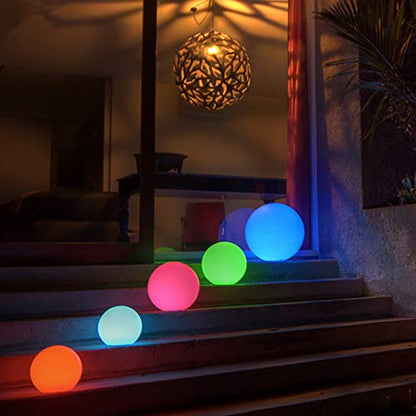 Mr.Go 8-inch Ultra-Fun LED Glowing Ball Light w/Remote, RGB Color Changing Globe Mood Lamp, 16 Colors 8 Brightness 4 Lighting Modes, Waterproof, Rechargeable & AC Adapter Power, Stunning Light Orb - color: Ball 8"
