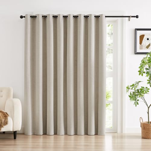 Anpark 100% Blackout Linen Curtains for Bedroom,Beige Black Out Curtains 84 Inch Long 1 Panel Extra Wide Farmhouse Window Curtain for Living Room,Grommet Room Darkening Drapes,100" W x 84" L - color: Beige Linen, size: 100"W x 84"L (Pack of 1)