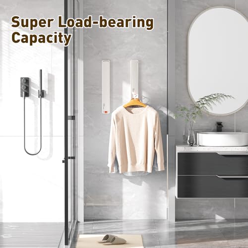 Clothes Drying Rack, Laundry Room Wall Mounted Retractable Clothes Hanger Drying Rack, Laundry Clothing Drying Rack Folding Indoor or Outdoor, Aluminium Dryer, 2pcs(White with 80cm bar) - color: White 2 Pack With Rod