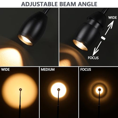 Reading Floor Lamp, 72" LED Dimmable Lamp with Gooseneck,Zoomable Spotlight | Adjustable Color Beam Standing Lamp, 10W, Touch & Remote Control, Task Craft, Sewing, Bedroom Living Room, Office,Matte Black - color: Matte Black