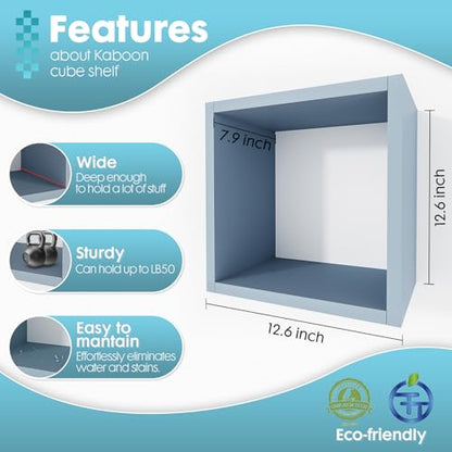 Cube Floating Shelves Set2, Display Shelves Wall Mount 7.75" D x 12.5" W x 12.5" H, (Greylish Blue, Square 2 Cubes) - color: Greylish Blue, size: Square-Set2