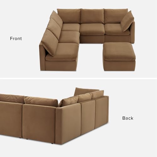mopio Oversized Modular Sectional Sofa with Fully Removable Covers and Storage, Convertible U & L Shaped Sectionals, Modern Cloud Couch with Ottoman Chaise (Hazelnut Velvet, 6 Seats, L) - color: [Gen 2] Hazelnut Velvet, size: 6 Seats, L
