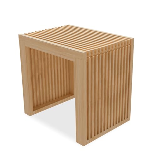 APRTAT Bamboo Dining Bench 17-Inch Indoor Wood Shoe Rack Bench for Entryway | Easy Assemble, Sturdy & Durable,Slatted Design,Versatile Everyday Seating,Living Room Hallway Bedroom Bathroom - color: Nature, size: Small