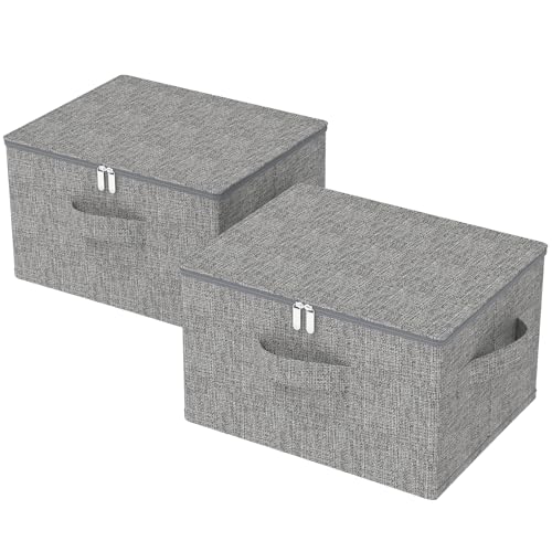 Underbed Storage Boxes with Zippers,19.6x15.7x11.8in,Grey,2 Pack | Under Bed Storage Bins with Handles,Moisture-Proof PP Board Closet Organizers,Foldable Cloth Baskets for Garment Cabinet - color: Grey, size: 19.6x15.7x11.8in(2 Pack)