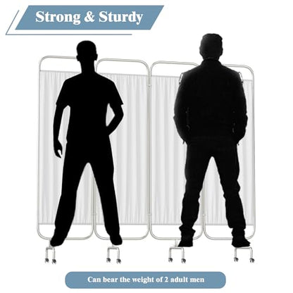 4-Panel Medical Privacy Screen on Wheels, 79"x71" Medical Screen | Portable Medical Privacy Screen Indoor Room Privacy Screen Divider, Stainless Steel Contruction, Folds Easy for Storage - size: 4-Panel