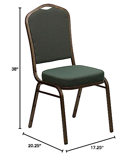 Flash Furniture Hercules Fabric Crown Back Stackable Banquet Chair, Green | Gold Vein Frame, Fabric Upholstery - color: Green Patterned Fabric/Gold Vein Frame, size: Set of 1