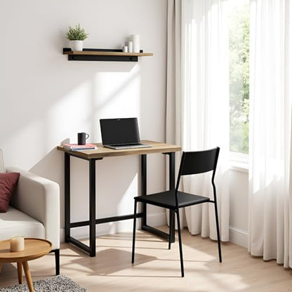 Alaterre Furniture Pomona Compact Writing Desk, Natural, 32”x21”x30” | Rustic Industrial Style Small Home Office Desk with Solid Wood Top, Metal Frame, Durable Lacquer Finish and Floor Levelers - style: Desk Only