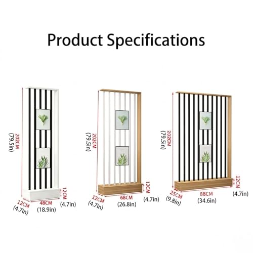 Modern Wood Room Divider with Metal Posts, Freestanding wall Room Divider Privacy Screen Panel, Decorative Slatted Partition Separator for Entryway, Home Office(Black+Black,88cm/34.65in) - color: Black+black, size: 88cm/34.65in