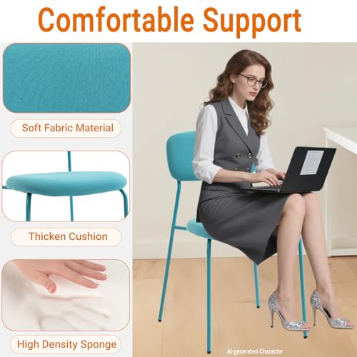 Sidanli Stackable Waiting Room Chairs, Armless Upholstered Guest Chairs Set of 4 with Comfotable Cushion for Conference Reception Break Room Lobby, Blue - color: Blue