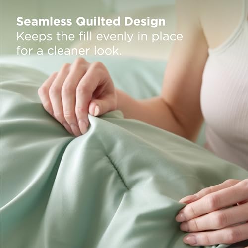 Bedsure 풀 사이즈 이불 세트 - 7피스 세이지 그린 풀 침구 세트, 사계절용, 보헤미안 대비 디자인 침대, 이불, 시트, 베개 커버 및 베개 커버 포함 - color: 01 - 세이지 그린/베이지, size: 풀