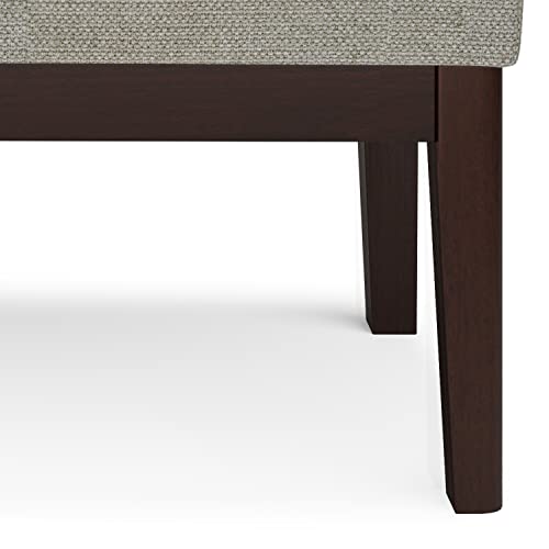 SIMPLIHOME Carlson 27" Wide Woven Fabric Rectangle Ottoman in Greige | Mid-century modern ottoman with a padded seat for bedroom, entryway or living room; footstool or footrest. - color: Greige, style: Small Ottoman Bench