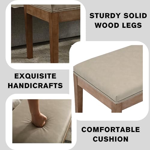 PU Leather Dining Bench Upholstered Entryway Bench Farmhouse Shoe Bench Seat Ottoman for Hallway Living Room Bedroom End of Bed Dining Room Kitchen, 45.5" Long, Gray - color: Pu Leather, Gray