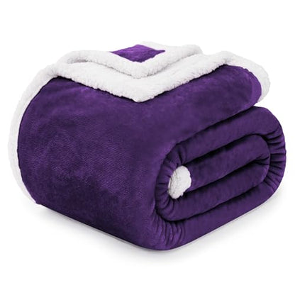 BEAUTEX Sherpa Fleece Throw Blankets Soft Fluffy Flannel Plush Cozy | Fuzzy Purple Cuddle Blanket for Couch, Bed, Sofa, Adults (50" x 60", Purple) - color: Purple, size: Throw-50"x60"