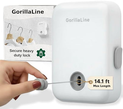 Retractable Clothesline Indoor Outdoor Clothes Line | Heavy Duty Clothes Drying Laundry Line | Wall Mounted Drying Rack Clothing Line - style: White
