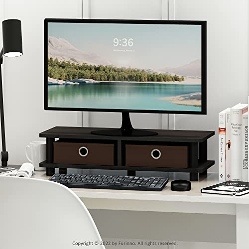 Furinno Turn-N-Tube Monitor Stand, Espresso/Black - color: Espresso/Black, size: With Bins