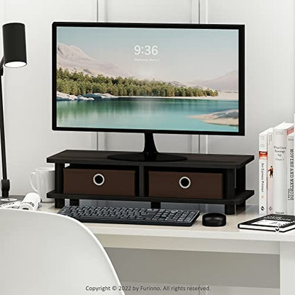 Furinno Turn-N-Tube Monitor Stand, Espresso/Black - color: Espresso/Black, size: With Bins