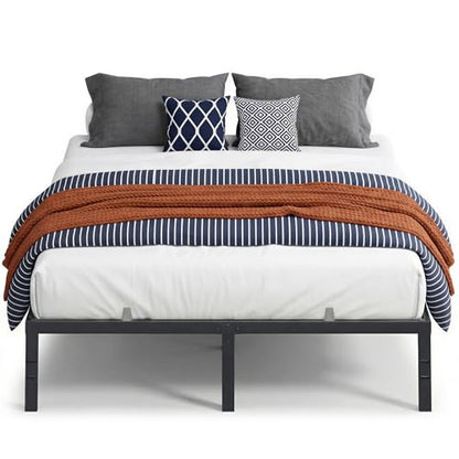VASAGLE Queen Metal Bed Frame 14 Inches Tall, 1100 lb Weight Capacity, No Box Spring Needed, with Under-Bed Storage, Easy Setup, Heavy-Duty Platform Bed, Mattress Retainers, Matte Black URMB651BD02S - size: Queen, style: 14 Inch