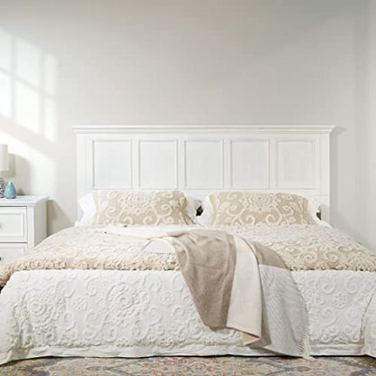 OSP Home Furnishings Farmhouse Basics King Headboard Only, Rustic White Finish - size: King