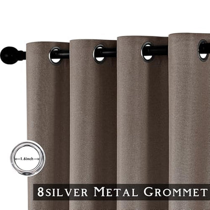 ChrisDowa Brown Blackout Curtains 45 Inches Long 2 Panels for Bedroom | Room Darkening,Light Blocking,Thermal Insulated,Faux Linen,Farmhouse,Grommet,Window Treatment,Drapes,Living Room,52x45 - color: Brown, size: 52"W x 45"L (Pack of 2)