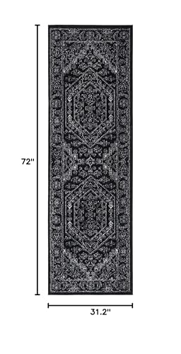 SAFAVIEH Adirondack Collection Runner Rug - 2'6" x 6', Black & Ivory, Oriental Medallion Design, Non-Shedding & Easy to Clean, Ideal for Ideal for Hallway, Foyer, Kitchen, Entryway, Bedroom (ADR108Z) - color: Black/Ivory, size: 2'6" x 6' (Runner)