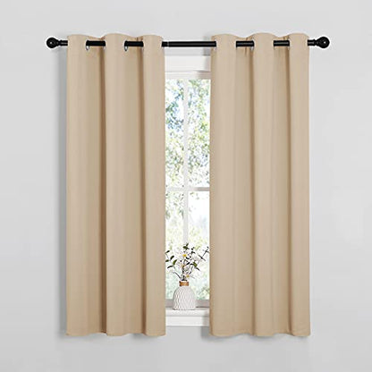 NICETOWN Room Darkening Draperies Window Curtain Panels, Thermal Insulated Grommet Room Darkening Curtains for Bedroom (Biscotti Beige, 2 Panels, W34 x L54 -inch) - color: Biscotti Beige, size: 34"W x 54"L (Pack of 2)