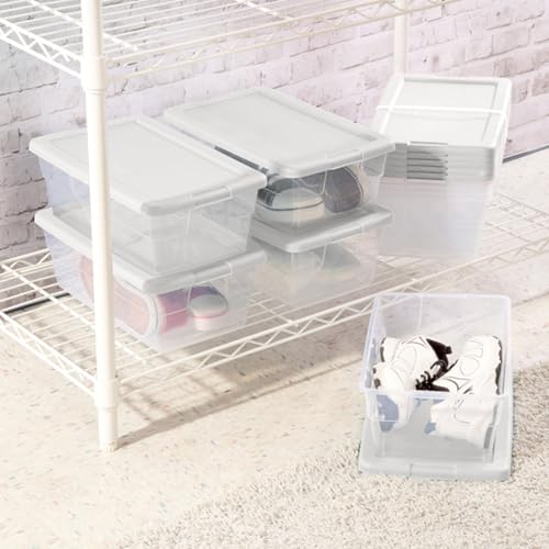 Sterilite 36-Pack 6 Quart Storage Box, Stackable Clear Plastic Bins with Snap-On Lids - Heavy-Duty Organizing Containers for Closet, Bathroom, and Office - size: 6 Quart, style: 36 Pack
