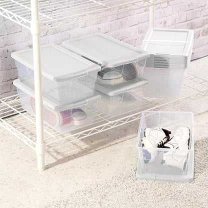 Sterilite 36-Pack 6 Quart Storage Box, Stackable Clear Plastic Bins with Snap-On Lids - Heavy-Duty Organizing Containers for Closet, Bathroom, and Office - size: 6 Quart, style: 36 Pack