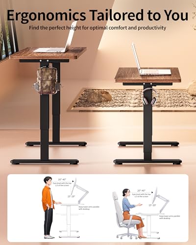 BIZUM Standing Desk Electric Adjustable Computer Desk-Stand up Desk Office Gaming Home Office Memory Desks 48x24 inches Wild Walnut - color: Wild Walnut, size: 47.2*23.6 Inch