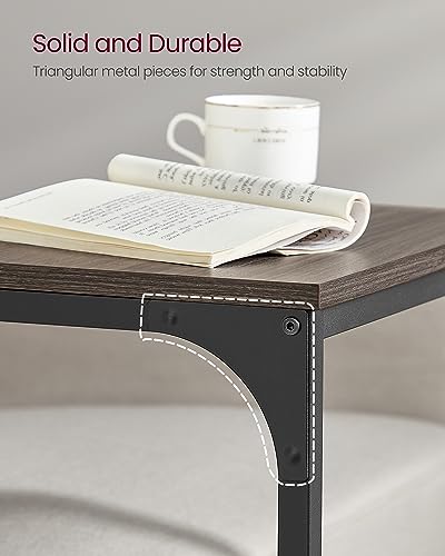 VASAGLE C-Shaped End Table, Side Table for Sofa, Couch Table with Metal Frame, Small TV Tray Table for Living Room, Bedroom, Chestnut Brown and Black ULET353B74 - color: Chestnut Brown + Black