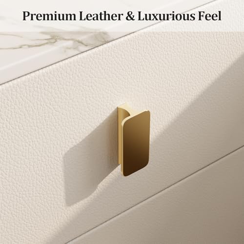 AQIMUELE Narrow Nightstand with Drawers, Narrow Side Table Leather, Small Bedside Tables for Bedroom. (White) - color: White, size: 11.8''W x 15"D x 22.8"H