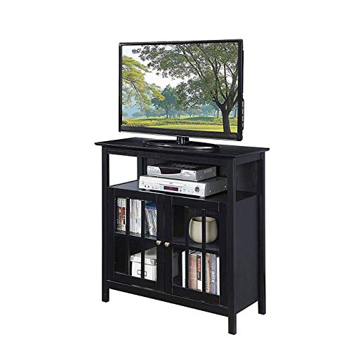 Convenience Concepts Big Sur Highboy TV Stand 36" - Modern Entertainment Center For TVs up to 40", Storage Cabinet for Dining, Living Room, & Entryway, Console Hall Table with Shelves, Black - color: Black